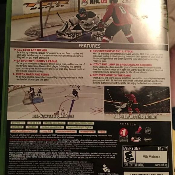 NHL 09 Xbox 360 video game Microsoft 2008 EUC COMPLETE with book hockey - Picture 5 of 5
